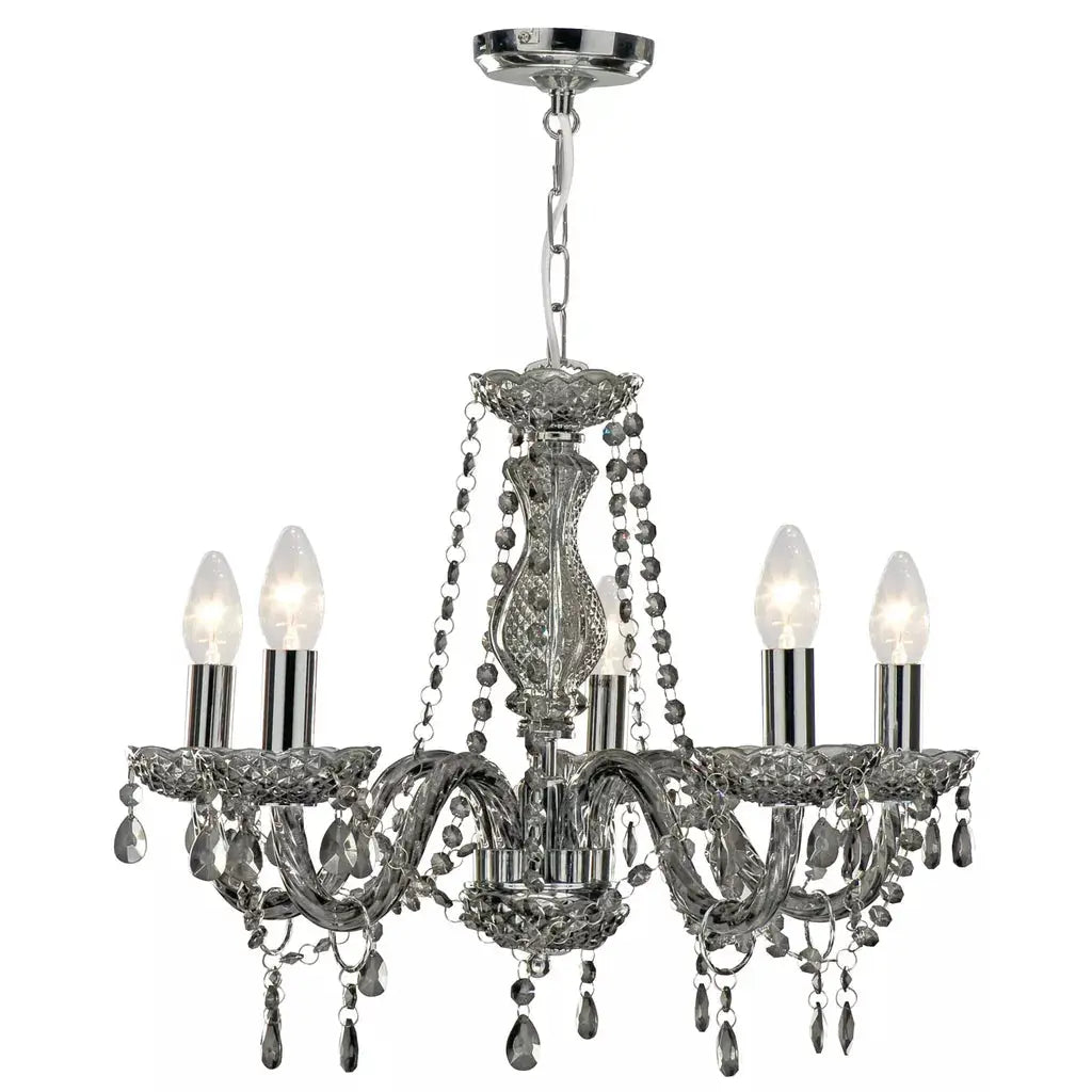 Searchlight Pendant Lights Marie Therese 5Lt Pendant - Smoked Grey Glass - Searchlight Pendant Lights Marie Therese 5Lt Pendant - Smoked Grey Glass