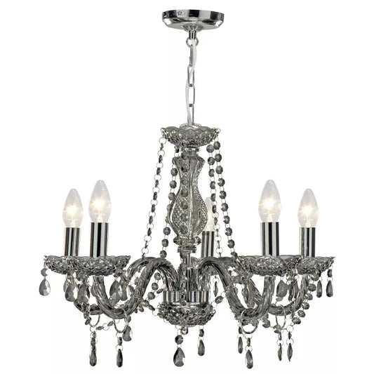 Searchlight Pendant Lights Marie Therese 5Lt Pendant - Smoked Grey Glass - Searchlight Pendant Lights Marie Therese 5Lt Pendant - Smoked Grey Glass
