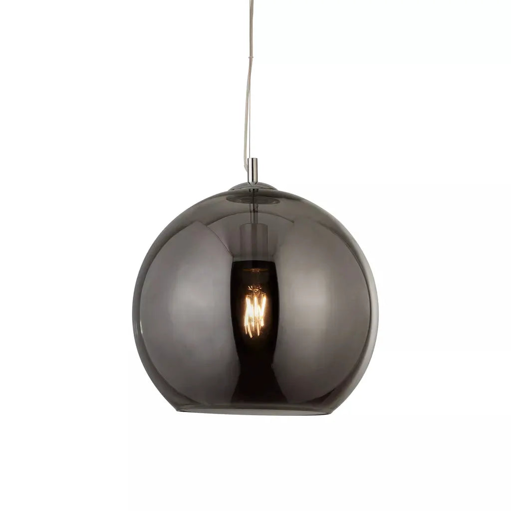 Searchlight Pendant Lights Balls Pendant - Chrome Metal & Smoked Glass - Searchlight Pendant Lights Balls Pendant - Chrome Metal & Smoked Glass