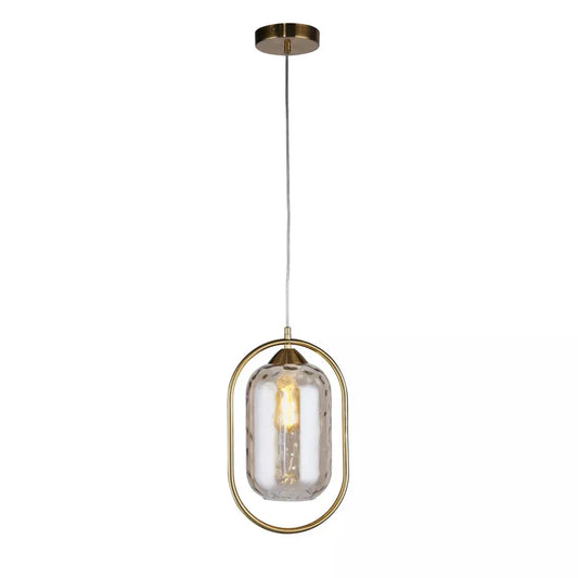 Searchlight Pendant Lights Lux & Belle Pendant - Satin Brass Metal & Amber Glass - Searchlight Pendant Lights Lux & Belle Pendant - Satin Brass Metal & Amber Glass