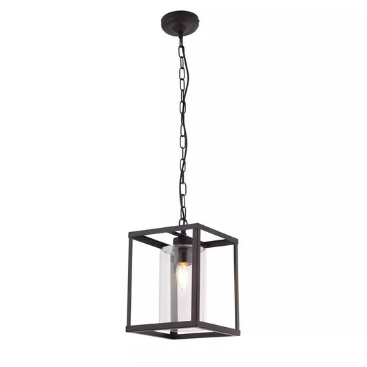 Searchlight Pendant Lights Lux & Belle Pendant - Matt Black Metal & Clear Glass - Searchlight Pendant Lights Lux & Belle Pendant - Matt Black Metal & Clear Glass