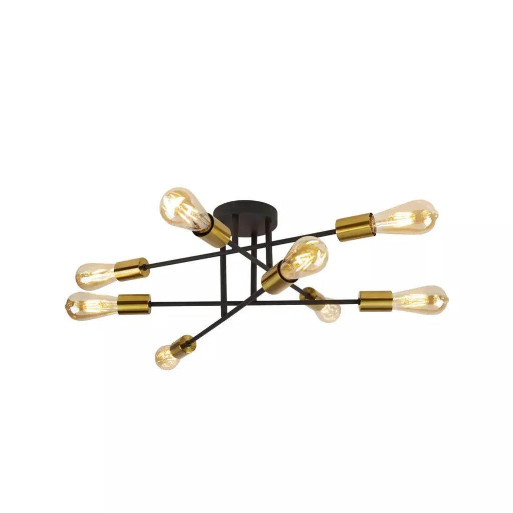 searchlight ceiling lights Armstrong 8Lt Semi-Flush - Black & Satin Brass Metal - Ceiling Lights searchlight ceiling lights Armstrong 8Lt Semi-Flush - Black & Satin Brass Metal Ceiling Lights