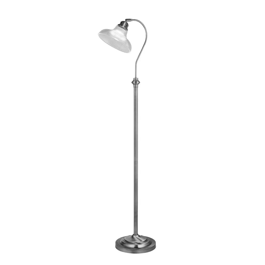Searchlight Table Lamps Bistro III Floor Lamp - Satin Silver & Holphane Style Glass - Floor Lamps Searchlight Table Lamps Bistro III Floor Lamp - Satin Silver & Holphane Style Glass Floor Lamps