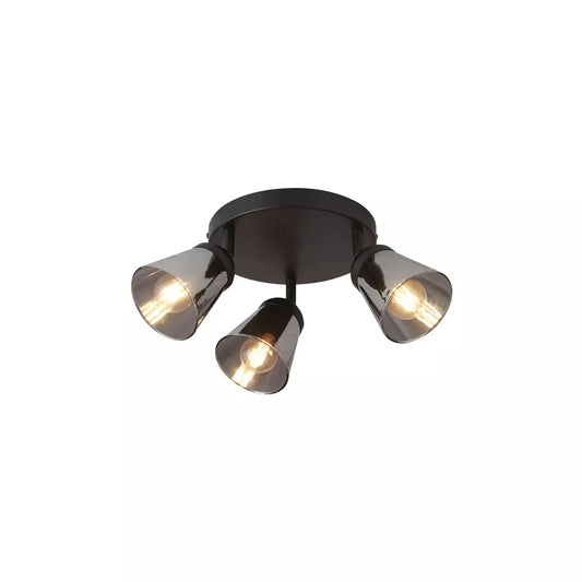searchlight spots Mega 3Lt Round Spotlight - Black Metal & Smoked Glass - searchlight spots Mega 3Lt Round Spotlight - Black Metal & Smoked Glass