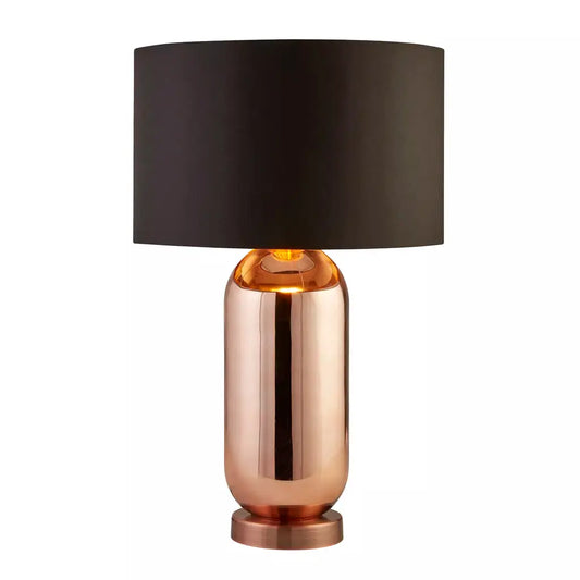 searchlight table lamps Lux & Belle Table Lamp Copper Glass and Black Fabric Shade - searchlight table lamps Lux & Belle Table Lamp Copper Glass and Black Fabric Shade