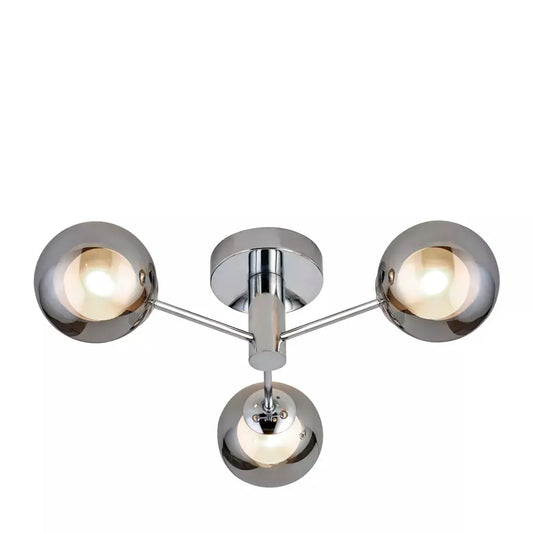 searchlight ceiling lights Churchill 3Lt Flush - Chrome Metal & Smoked Glass - Ceiling Lights searchlight ceiling lights Churchill 3Lt Flush - Chrome Metal & Smoked Glass Ceiling Lights