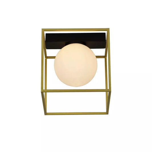 Searchlight Wall Light/Flush Gold Box Frame & Opal Glass - Ceiling Lights Searchlight Wall Light/Flush Gold Box Frame & Opal Glass Ceiling Lights