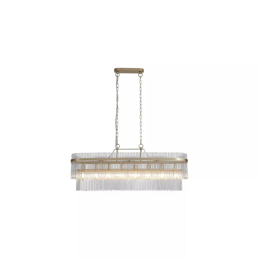 Searchlight Pendant Lights Lara 8Lt Oval Pendant - Gold Metal & Clear Glass Rods - Searchlight Pendant Lights Lara 8Lt Oval Pendant - Gold Metal & Clear Glass Rods