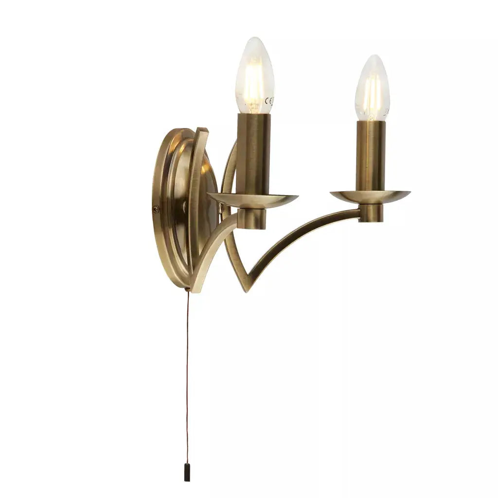 searchlight wall lights Ascot 2Lt Wall Light - Antique Brass Metal - searchlight wall lights Ascot 2Lt Wall Light - Antique Brass Metal