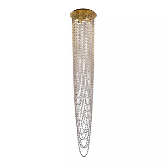 Searchlight Pendant Lights Swoop 5LT Pendant, Satin Brass & Clear Crystal - Searchlight Pendant Lights Swoop 5LT Pendant, Satin Brass & Clear Crystal