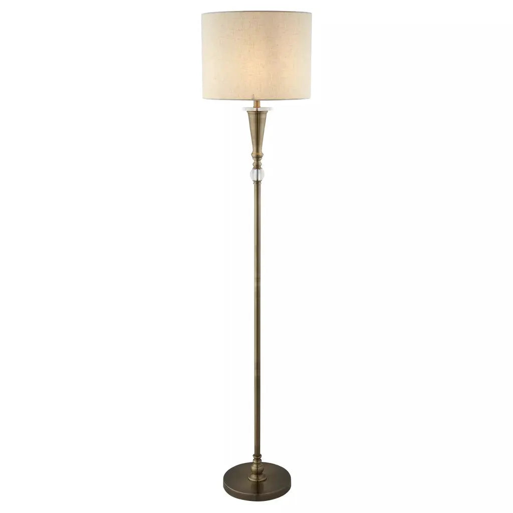 Searchlight Table Lamps Oscar Floor Lamp - Antique Brass Metal & Linen - Floor Lamps Searchlight Table Lamps Oscar Floor Lamp - Antique Brass Metal & Linen Floor Lamps