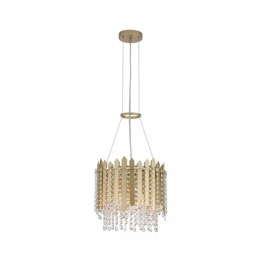 Searchlight Pendant Lights Spear 5Lt Pendant, Gold Metal with Clear Crystal - Searchlight Pendant Lights Spear 5Lt Pendant, Gold Metal with Clear Crystal