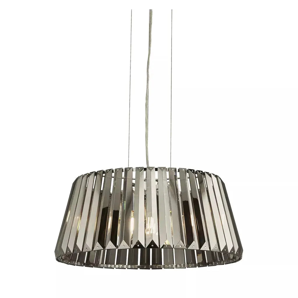 Searchlight Pendant Lights Tiara 5Lt Pendant to Semi-Flush- Chrome Metal & Smoked Glass - Searchlight Pendant Lights Tiara 5Lt Pendant to Semi-Flush- Chrome Metal & Smoked Glass