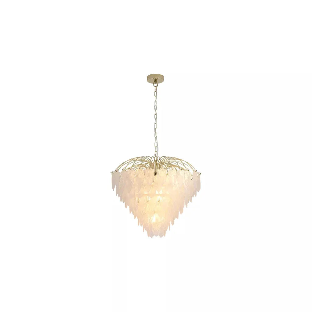 Searchlight Pendant Lights Feather 10Lt Pendant, Polished Brass with Frosted Glass - Searchlight Pendant Lights Feather 10Lt Pendant, Polished Brass with Frosted Glass