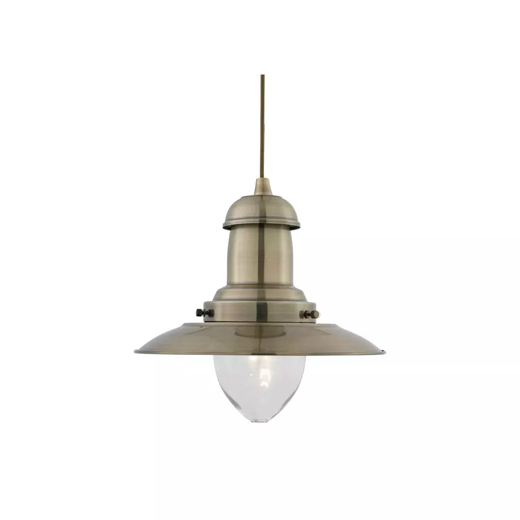 Searchlight Pendant Lights Fisherman Pendant - Antique Brass Metal & Glass - Searchlight Pendant Lights Fisherman Pendant - Antique Brass Metal & Glass