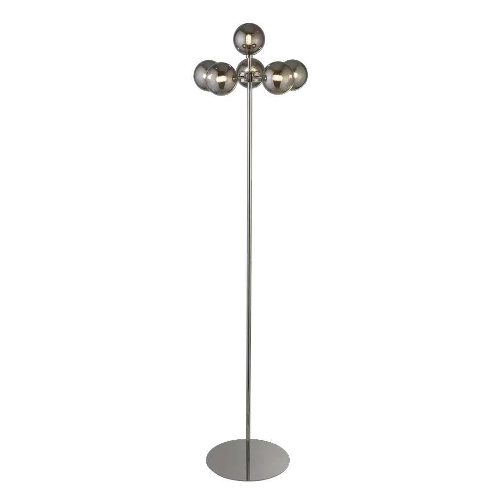 Searchlight Table Lamps 6Lt Floor Lamp- Chrome With Smoke Glass Shades - Floor Lamps Searchlight Table Lamps 6Lt Floor Lamp- Chrome With Smoke Glass Shades Floor Lamps
