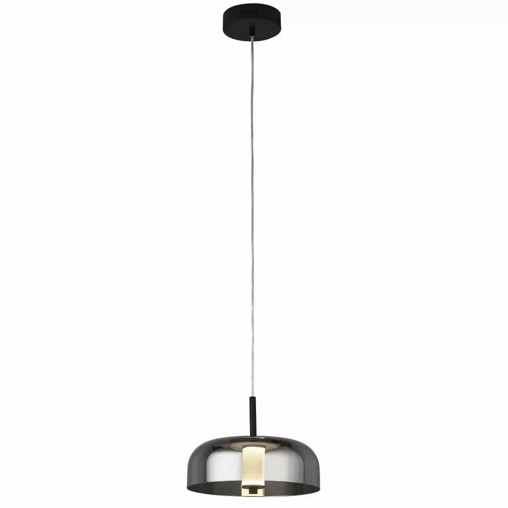 Searchlight Pendant Lights Frisbee Pendant - Black Metal & Smoked Glass - Searchlight Pendant Lights Frisbee Pendant - Black Metal & Smoked Glass