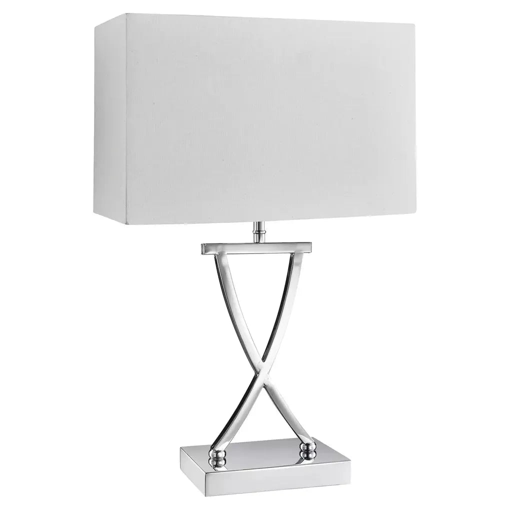 searchlight table lamps Club Table Lamp - Chrome Metal & White Faux Silk Shade - searchlight table lamps Club Table Lamp - Chrome Metal & White Faux Silk Shade