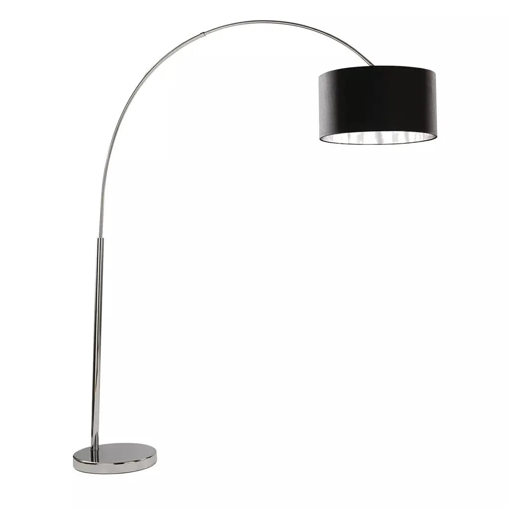 Searchlight Table Lamps Giant Arc Floor Lamp - Chrome Metal & Black Fabric Shade - Floor Lamps Searchlight Table Lamps Giant Arc Floor Lamp - Chrome Metal & Black Fabric Shade Floor Lamps