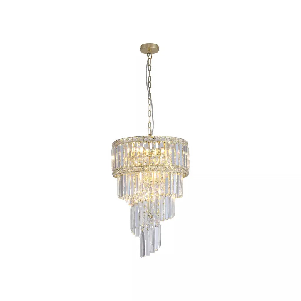 Searchlight Lux & Belle 6Lt Pendant, Satin Brass Metal & Clear Crystal - Ceiling Lights Searchlight Lux & Belle 6Lt Pendant, Satin Brass Metal & Clear Crystal Ceiling Lights