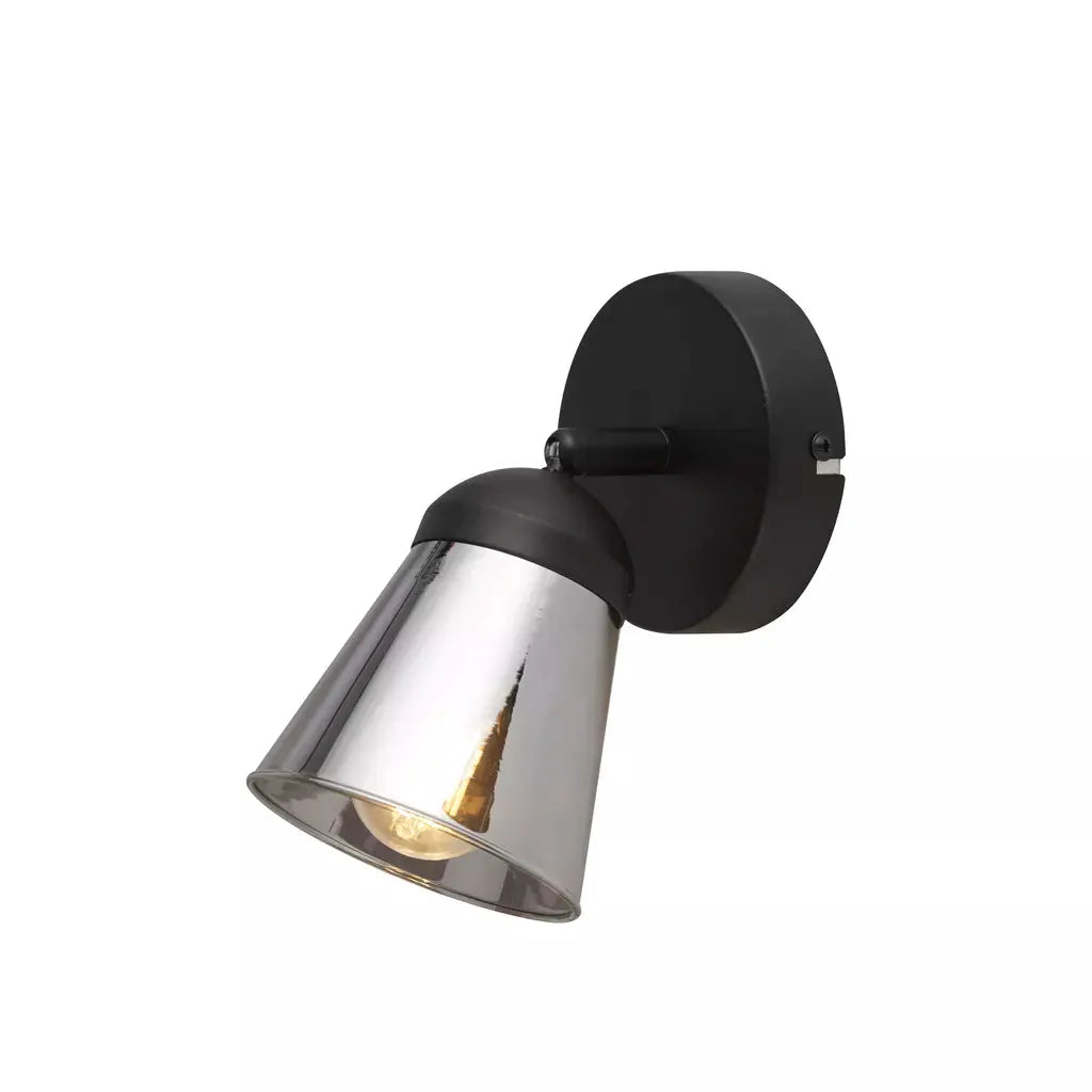 searchlight spots Mega Spotlight Wall Light - Black Metal & Smoked Glass - searchlight spots Mega Spotlight Wall Light - Black Metal & Smoked Glass