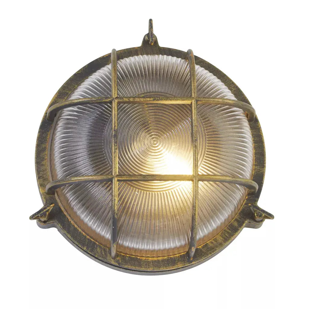 outdoor walllights Bulkhead Round Outdoor Light -Black Gold Metal & Clear Glass - outdoor walllights Bulkhead Round Outdoor Light -Black Gold Metal & Clear Glass
