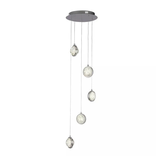 Searchlight Pendant Lights Quartz 5Lt Ceiling Pendant - Chrome & Bubble Glass - Searchlight Pendant Lights Quartz 5Lt Ceiling Pendant - Chrome & Bubble Glass