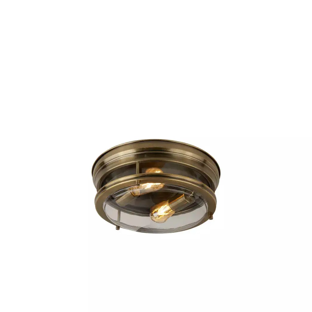 searchlight ceiling lights Glasgow 2Lt Flush - Antique Brass Metal & Clear Glass - Ceiling Lights searchlight ceiling lights Glasgow 2Lt Flush - Antique Brass Metal & Clear Glass Ceiling Lights