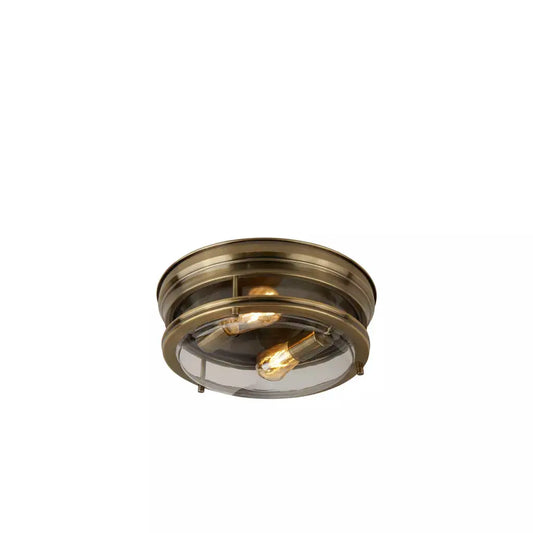searchlight ceiling lights Glasgow 2Lt Flush - Antique Brass Metal & Clear Glass - Ceiling Lights searchlight ceiling lights Glasgow 2Lt Flush - Antique Brass Metal & Clear Glass Ceiling Lights