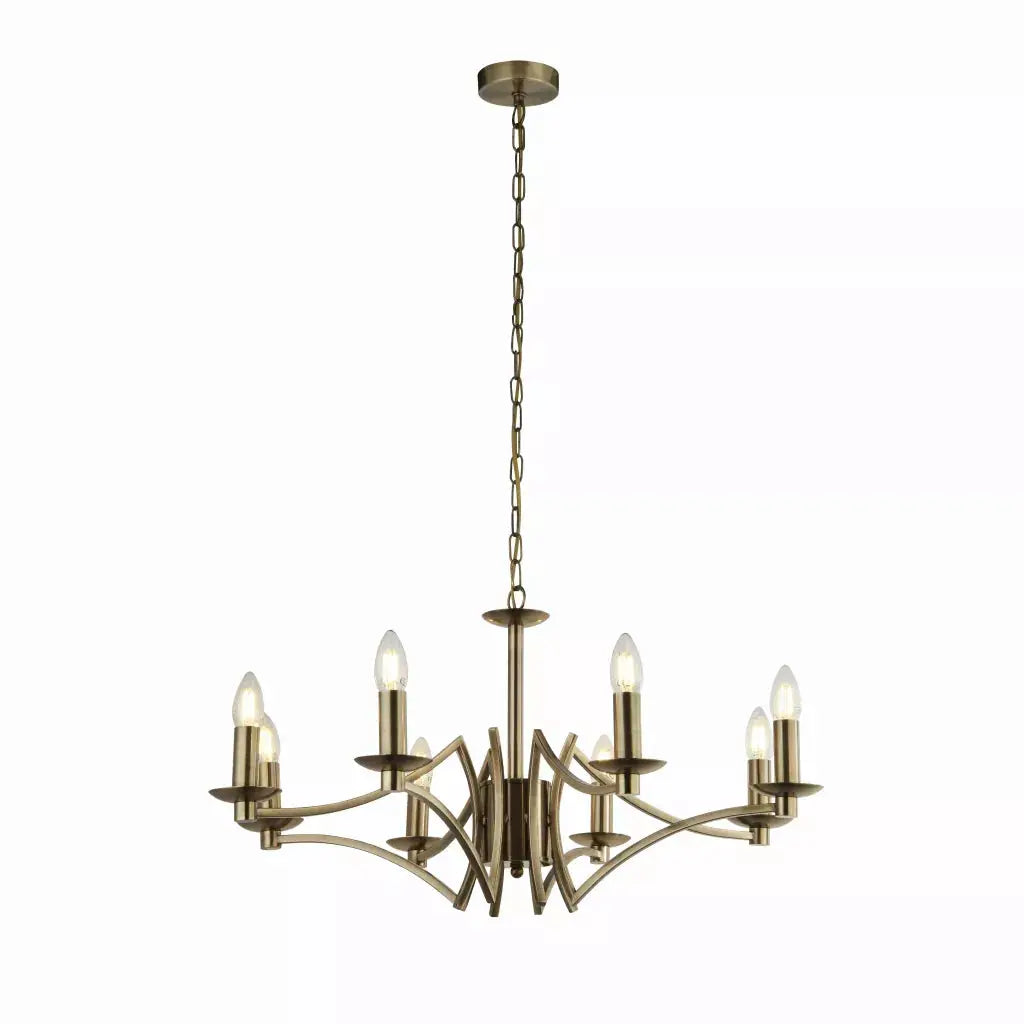 Searchlight Pendant Lights Ascot 8Lt Pendant - Antique Brass Metal - Searchlight Pendant Lights Ascot 8Lt Pendant - Antique Brass Metal