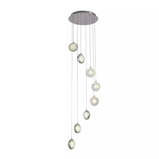 Searchlight Pendant Lights Quartz 8Lt Multi-Drop Pendant- Bubble Glass With Detail Rim - Searchlight Pendant Lights Quartz 8Lt Multi-Drop Pendant- Bubble Glass With Detail Rim