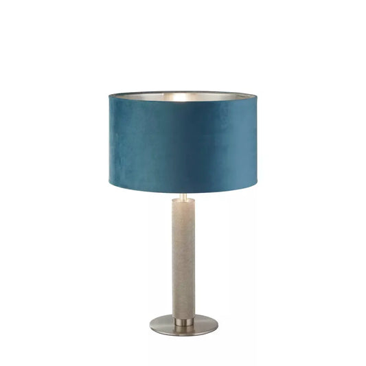 searchlight table lamps London Table Lamp - Knurled Satin Silver & Teal Velvet Shade - searchlight table lamps London Table Lamp - Knurled Satin Silver & Teal Velvet Shade