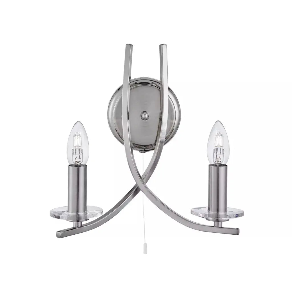 searchlight wall lights Ascona 2Lt Wall Light -Satin Silver & Clear Glass Sconces - searchlight wall lights Ascona 2Lt Wall Light -Satin Silver & Clear Glass Sconces
