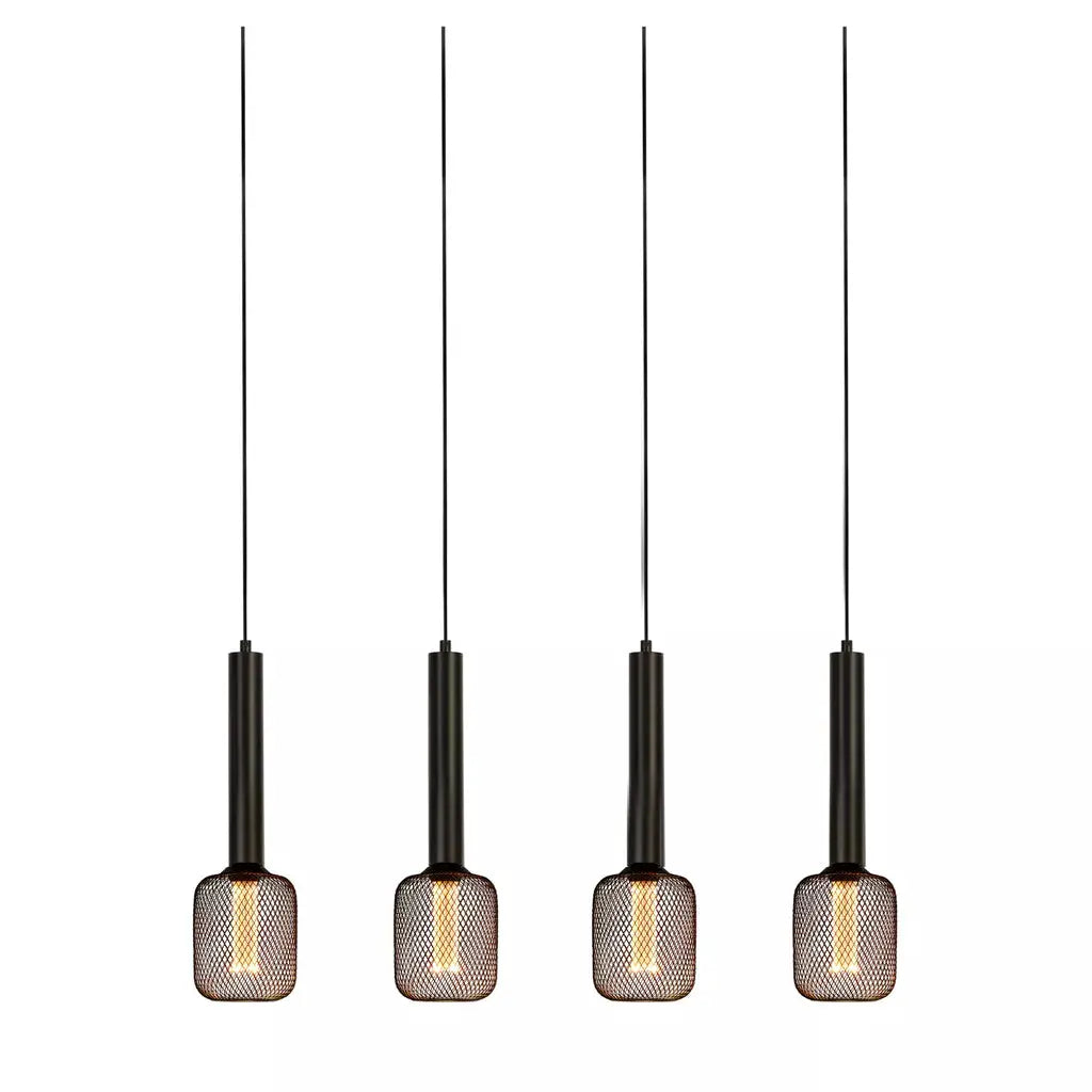 Searchlight Pendant Lights Dulwich 4Lt Bar Pendant - Black Metal - Searchlight Pendant Lights Dulwich 4Lt Bar Pendant - Black Metal
