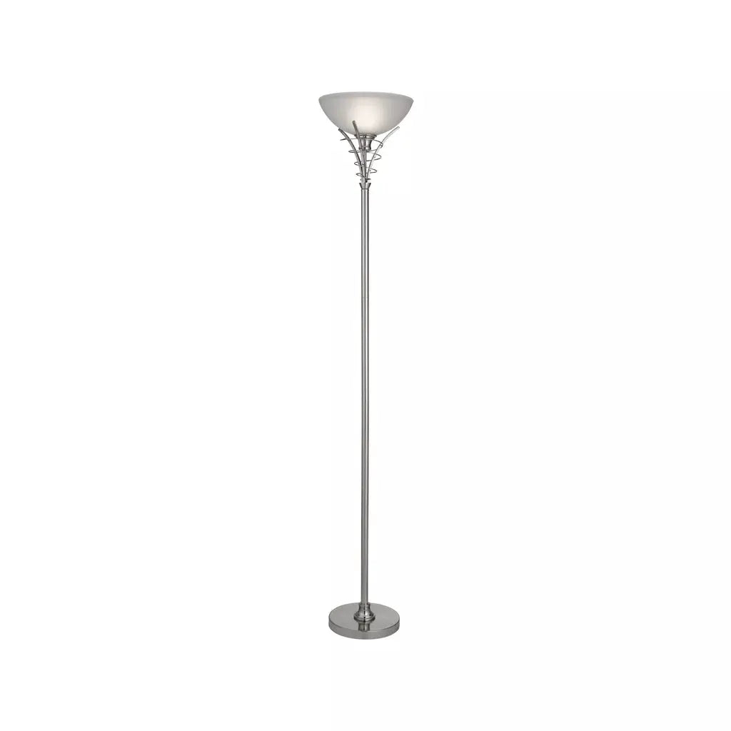 Searchlight Table Lamps Linea Uplighter Floor Lamp - Satin Silver & Acid Glass - Floor Lamps Searchlight Table Lamps Linea Uplighter Floor Lamp - Satin Silver & Acid Glass Floor Lamps