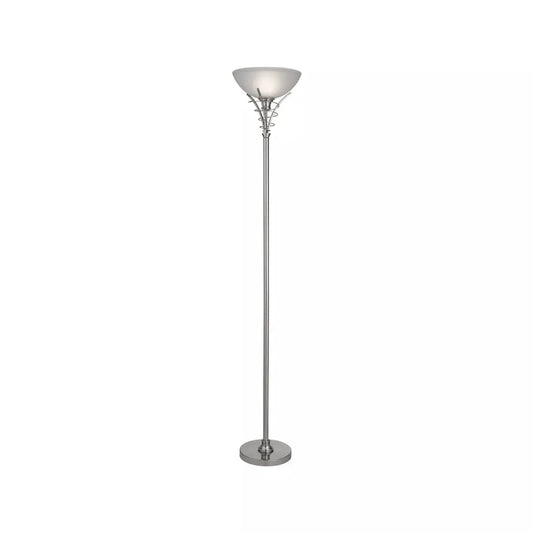 Searchlight Table Lamps Linea Uplighter Floor Lamp - Satin Silver & Acid Glass - Floor Lamps Searchlight Table Lamps Linea Uplighter Floor Lamp - Satin Silver & Acid Glass Floor Lamps