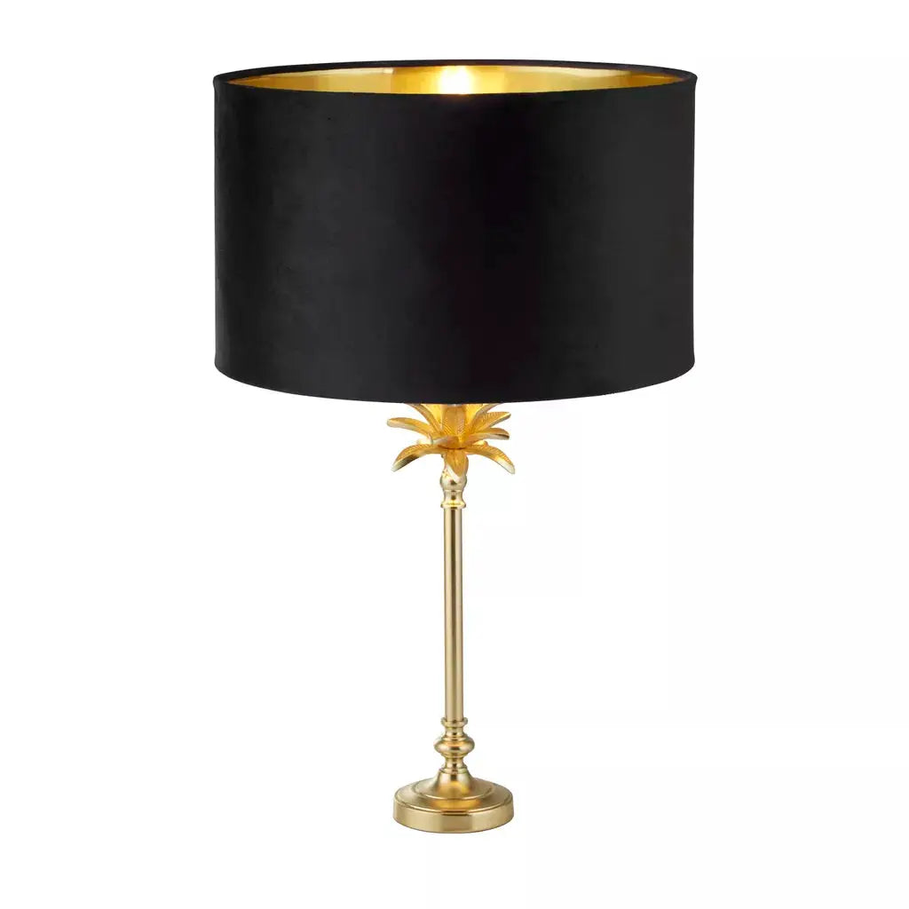searchlight table lamps Palm Table Lamp - Satin Brass & Black Velvet Shade - searchlight table lamps Palm Table Lamp - Satin Brass & Black Velvet Shade