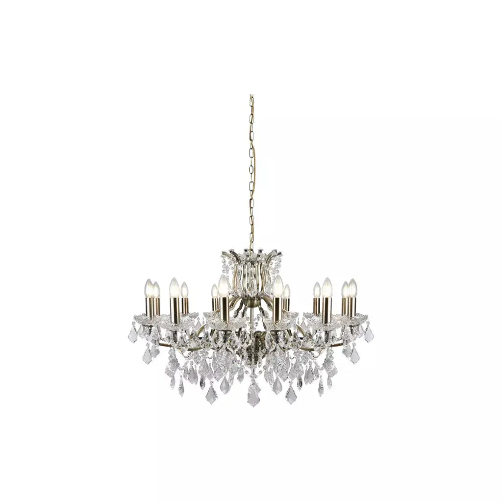 searchlight chandlier Paris 12Lt Chandelier - Antique Brass Metal & Clear Crystal - searchlight chandlier Paris 12Lt Chandelier - Antique Brass Metal & Clear Crystal