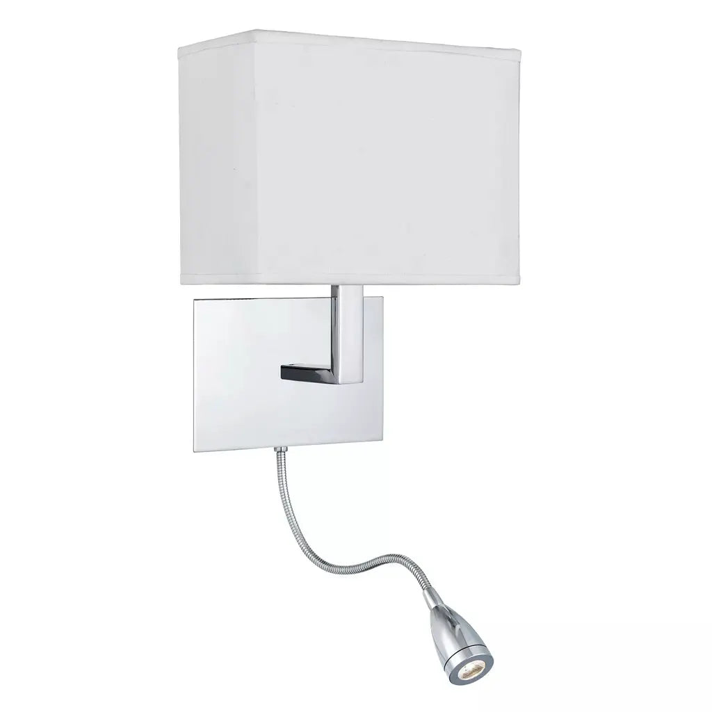 searchlight wall lights Hotel Wall Light - Chrome Metal & White Fabric Shade - searchlight wall lights Hotel Wall Light - Chrome Metal & White Fabric Shade
