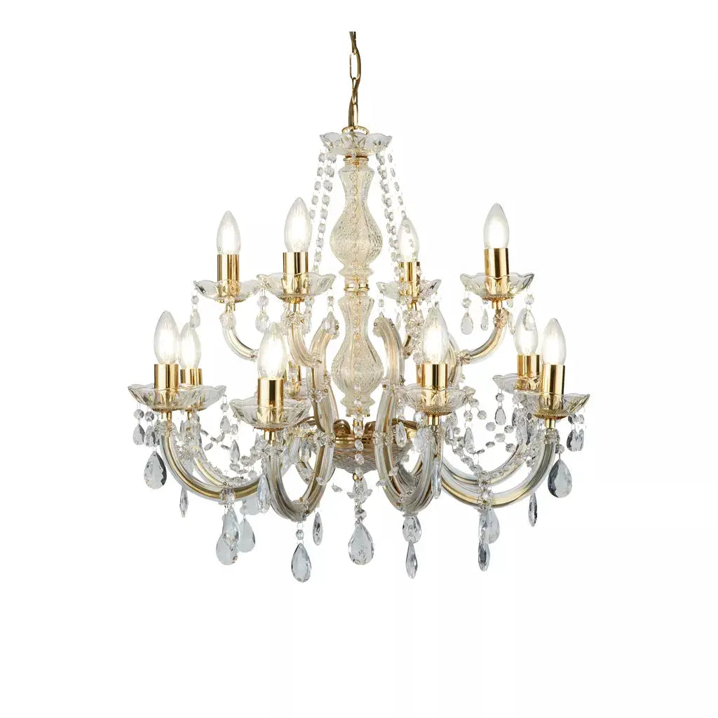 searchlight chandlier Marie Therese 12Lt Chandelier-Polished Brass & Clear Acrylic - searchlight chandlier Marie Therese 12Lt Chandelier-Polished Brass & Clear Acrylic