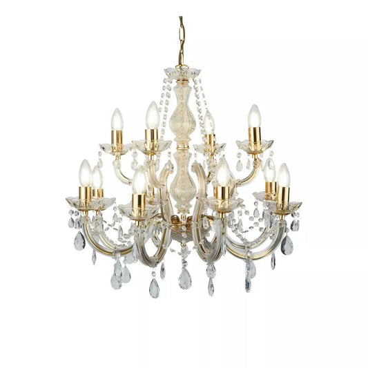 searchlight chandlier Marie Therese 12Lt Chandelier-Polished Brass & Clear Acrylic - searchlight chandlier Marie Therese 12Lt Chandelier-Polished Brass & Clear Acrylic