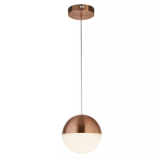 Searchlight Pendant Lights Marbles LED Pendant - Copper Metal & Crushed Ice Shade - Searchlight Pendant Lights Marbles LED Pendant - Copper Metal & Crushed Ice Shade