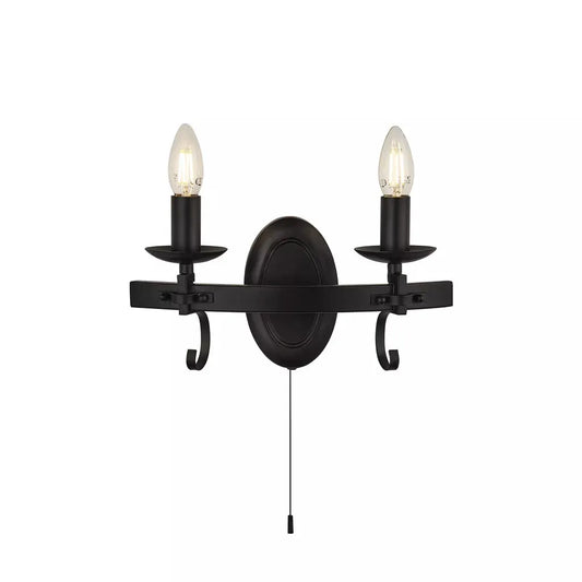 searchlight wall lights Cartwheel III 2Lt Wall Light - Black Wrought Iron - searchlight wall lights Cartwheel III 2Lt Wall Light - Black Wrought Iron