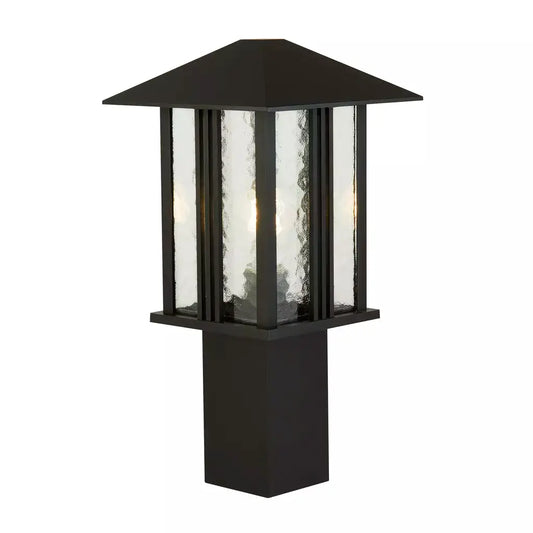Searchlight Outdoor Bollards Venice Post - Black Metal & Water Glass - Searchlight Outdoor Bollards Venice Post - Black Metal & Water Glass