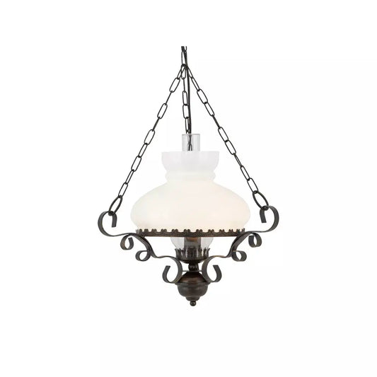 Searchlight Pendant Lights Oil Pendant - Rust Metal & Clear & Opal Glass - Searchlight Pendant Lights Oil Pendant - Rust Metal & Clear & Opal Glass