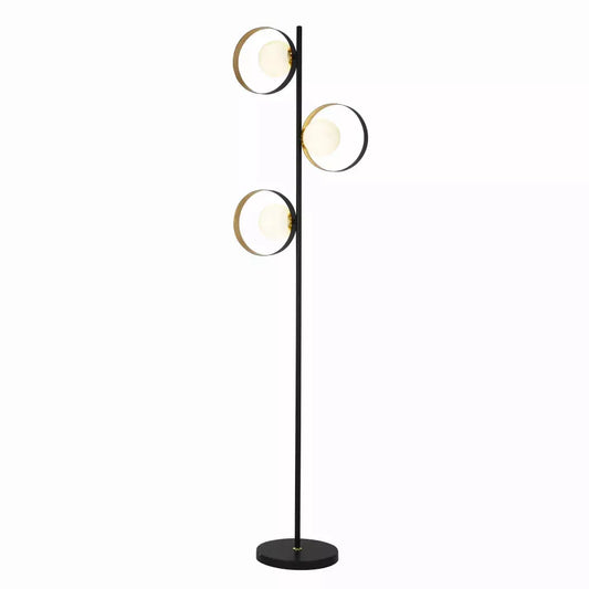 Searchlight Table Lamps Orbital Floor Lamp - Black Metal, Gold Leaf & Opal Glass - Floor Lamps Searchlight Table Lamps Orbital Floor Lamp - Black Metal, Gold Leaf & Opal Glass Floor Lamps