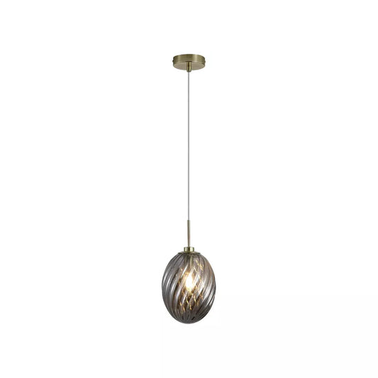 Searchlight Pendant Lights Whirl 1Lt Pendant, Satin Brass Metal with Smoked Glass - Searchlight Pendant Lights Whirl 1Lt Pendant, Satin Brass Metal with Smoked Glass