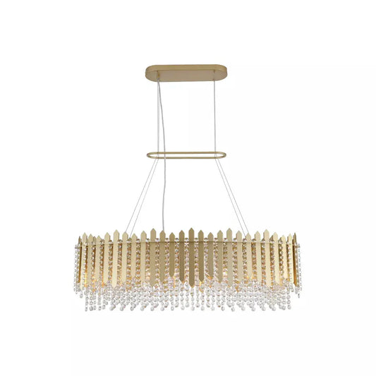 Searchlight Pendant Lights Spear 8Lt Diner Bar Pendant, Gold Metal with Clear Crystal - Searchlight Pendant Lights Spear 8Lt Diner Bar Pendant, Gold Metal with Clear Crystal