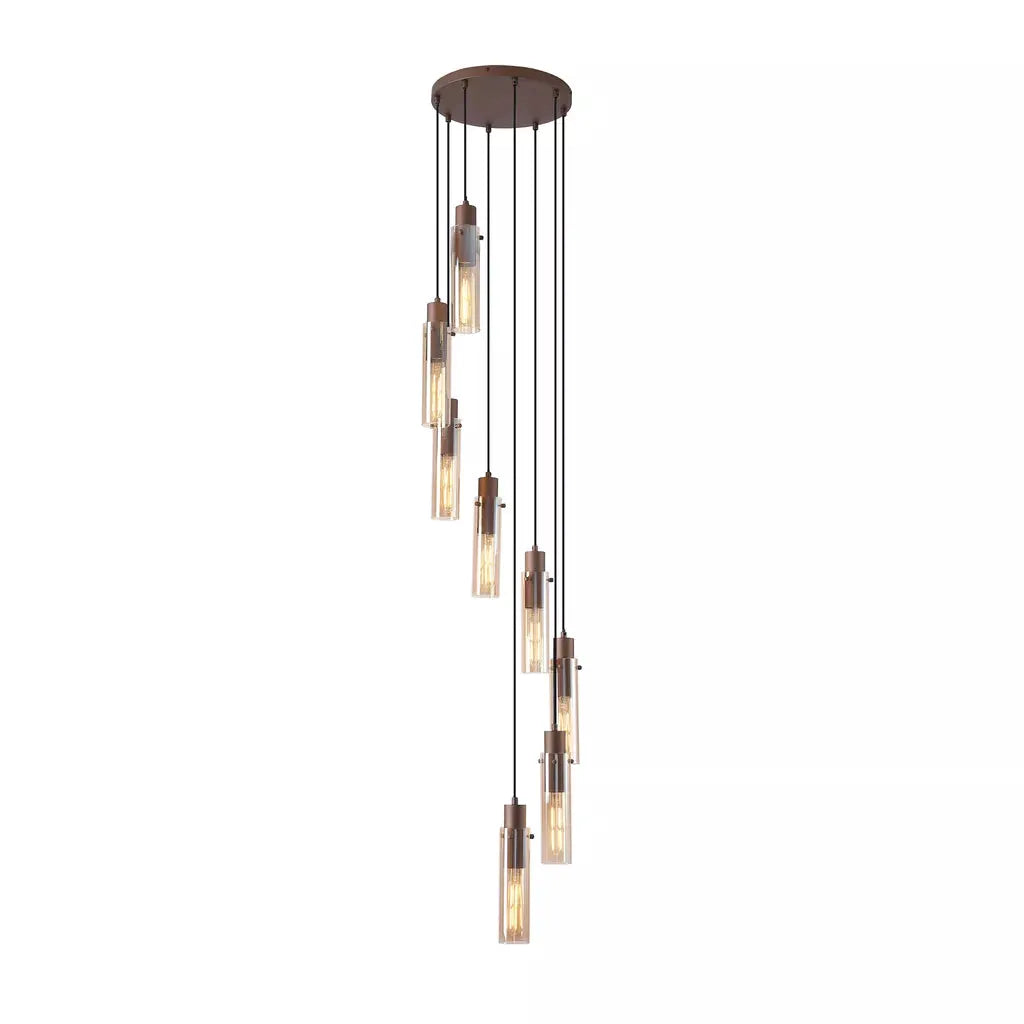 Searchlight Sweden II 8Lt Multi Drop - Mocha Metal & Amber Glass - Ceiling Lights Searchlight Sweden II 8Lt Multi Drop - Mocha Metal & Amber Glass Ceiling Lights