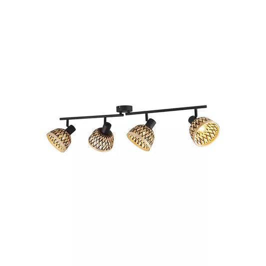 searchlight spots Lance 4Lt Spotlight Bar - Black Metal & Bamboo Shade - searchlight spots Lance 4Lt Spotlight Bar - Black Metal & Bamboo Shade